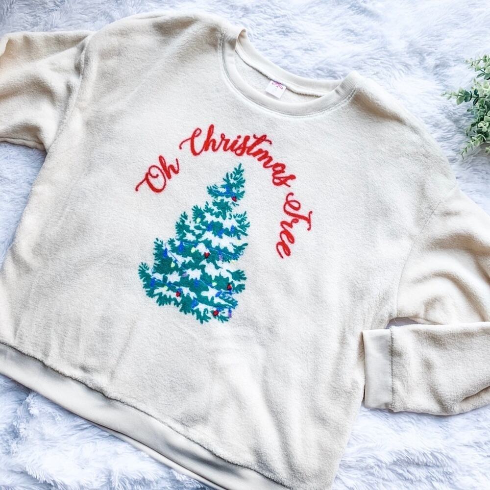 Holiday Time | NWT Oh Christmas Tree Cream Sweatshirt Size 1X